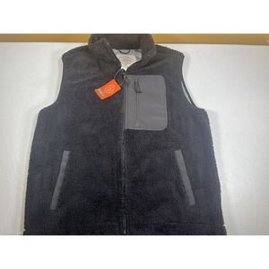 St Johns Bay Mens Vest Jacket Size L Black Sleeveless Plush Fleece NEW WITH TAGS